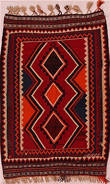 Persian Kilim Red Rectangle 5x7 ft Wool Carpet 16817