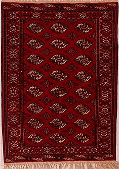 Persian Bokhara Red Rectangle 4x6 ft Wool Carpet 16818