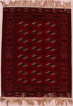 Persian Bokhara Red Rectangle 4x6 ft Wool Carpet 16819