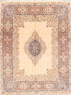Persian Kerman White Rectangle 8x11 ft Wool Carpet 16973