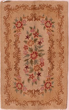 Turco-Persian Beige Hand Knotted 4'3" X 6'9"  Area Rug 400-17045