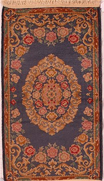 Elvan Blue Hand Knotted 2'4" X 2'11"  Area Rug 400-17050