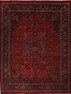 Persian Mashad Purple Rectangle 10x12 ft Wool Carpet 17099