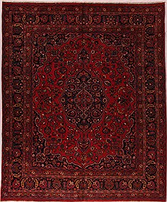 Persian Mashad Red Rectangle 10x12 ft Wool Carpet 17100