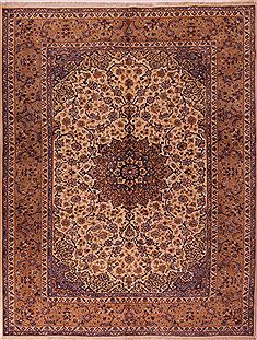 Persian Kashan White Rectangle 10x13 ft Wool Carpet 17103