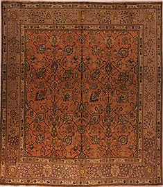 Persian Tabriz Orange Square 9 ft and Larger Wool Carpet 17126