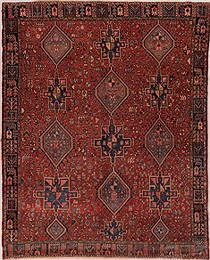 Gharajeh Red Hand Knotted 9'5" X 12'0"  Area Rug 400-17149