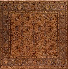 Persian Tabriz Beige Square 9 ft and Larger Wool Carpet 17157