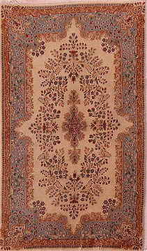 Persian Kerman White Rectangle 4x6 ft Wool Carpet 17203