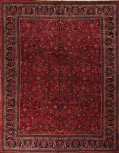 Persian Mashad Red Rectangle 10x12 ft Wool Carpet 17238