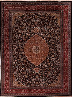 Persian Kashan Blue Rectangle 10x14 ft Wool Carpet 17276