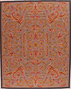 Belgium Kerman Blue Rectangle 8x10 ft Wool Carpet 17351
