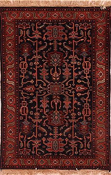 Persian Heriz Blue Rectangle 4x6 ft Wool Carpet 17412
