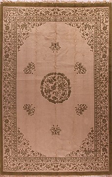 Asian Inspired Beige Hand Knotted 10'8" X 16'7"  Area Rug 400-17526
