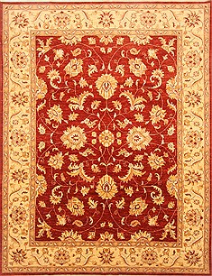 Pishavar Red Hand Knotted 8'1" X 10'6"  Area Rug 250-21652