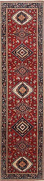 Karajeh Red Runner Hand Knotted 2'6" X 10'0"  Area Rug 250-23119