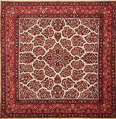 Sarouk Red Square Hand Knotted 8'7" X 8'9"  Area Rug 100-23255