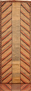 Gabbeh Brown Runner Hand Knotted 3'9" X 16'1"  Area Rug 100-25086