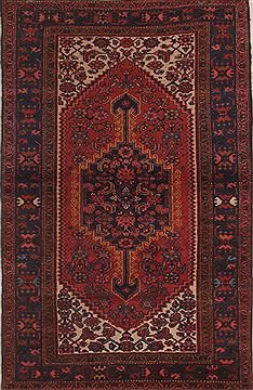 Persian Zanjan Red Rectangle 5x7 ft Wool Carpet 26684