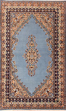 Persian Kerman Blue Rectangle 5x8 ft Wool Carpet 26703