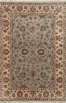 Indian Jaipur Blue Rectangle 6x9 ft Wool Carpet 26975