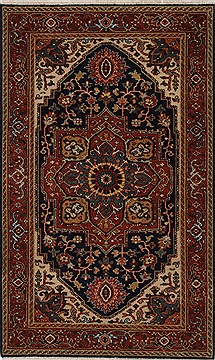 Indian Serapi Blue Rectangle 3x5 ft Wool Carpet 27577
