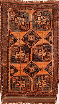 Baluch Orange Hand Knotted 3'6" X 5'6"  Area Rug 100-27820