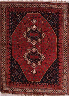 Afshar Red Hand Knotted 5'0" X 6'6"  Area Rug 400-28032