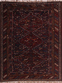 Qashqai Red Hand Knotted 5'8" X 7'7"  Area Rug 400-28036