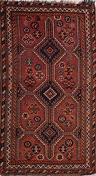Shiraz Brown Hand Knotted 3'10" X 6'9"  Area Rug 400-28038