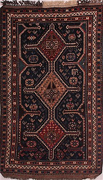 Qashqai Blue Hand Knotted 4'6" X 8'0"  Area Rug 400-28041