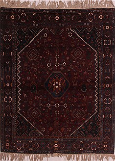 Persian Abadeh Red Rectangle 5x7 ft Wool Carpet 28045
