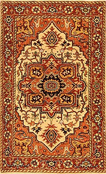Indian Serapi Beige Rectangle 3x4 ft Wool Carpet 29042