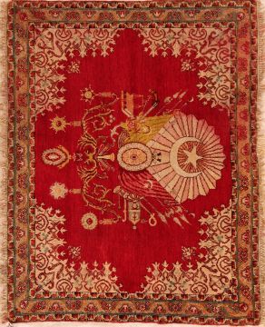 Armenian Red Hand Knotted 4'5" X 5'7"  Area Rug 400-74432