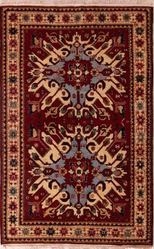 Karabakh Red Hand Knotted 3'11" X 6'3"  Area Rug 400-74434