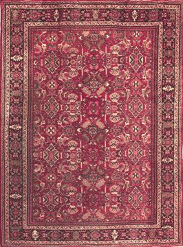 Persian Moshk Abad Red Rectangle 10x14 ft Wool Carpet 74436