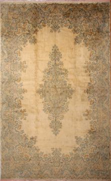 Persian Kerman Yellow Rectangle 12x18 ft Wool Carpet 74442