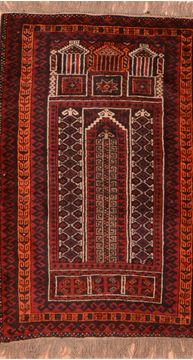 Baluch Brown Hand Knotted 3'0" X 4'5"  Area Rug 100-89837