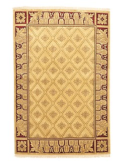 Indo-Nepal Green Hand Knotted 4'0" X 6'0"  Area Rug 100-10511