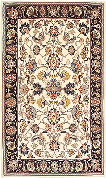 Persian Mashad Beige Rectangle 5x7 ft Wool Carpet 10537