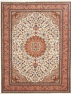 Persian Tabriz Beige Rectangle 8x11 ft Wool Carpet 10747