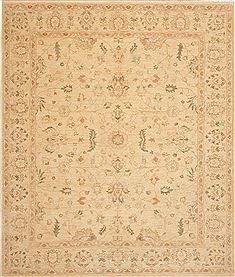Pakistani Chobi Beige Rectangle 8x10 ft Wool Carpet 10774