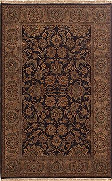Indian Jaipur Black Rectangle 6x9 ft Wool Carpet 10815