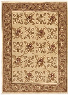 Nepali Indo-Nepal Brown Rectangle 6x9 ft Wool Carpet 10825