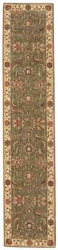 Nourison Living treasures Green Runner 10 to 12 ft Wool Carpet 100369