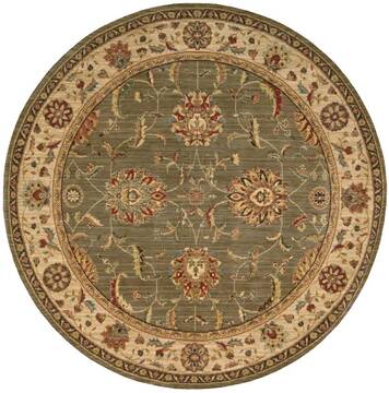 Nourison Living treasures Green Round 5 to 6 ft Wool Carpet 100373