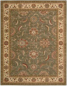 Nourison Living treasures Green Rectangle 8x10 ft Wool Carpet 100376