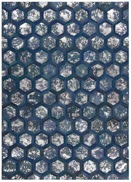 Nourison City Chic Blue Rectangle 5x7 ft Leather Carpet 100761