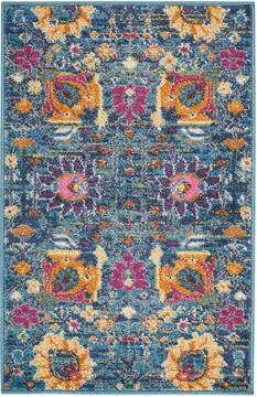 Nourison Passion Blue Rectangle 2x3 ft Polypropylene Carpet 102410