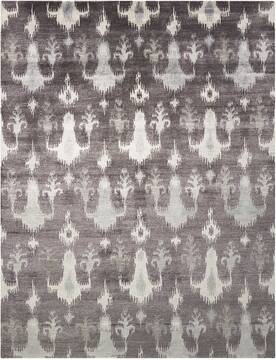 Nourison Silk Shadows Grey Rectangle 5x8 ft Bamboo Silk Carpet 103420